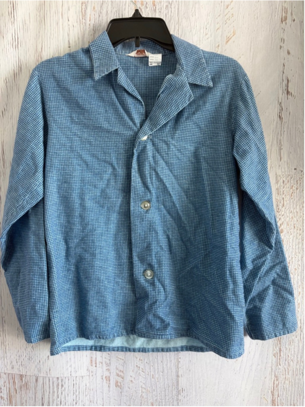 Vintage Boys Montgomery Ward Pajama Set L Blue Checkered Print - Picture 2 of 9
